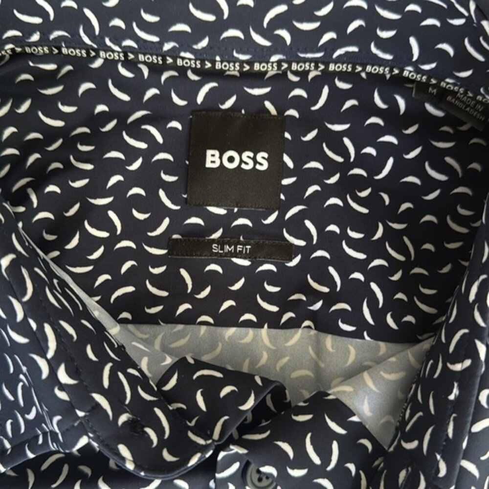 BOSS Roan Kent Men s Medium Navy and White Button Down - Picture 2 of 6
